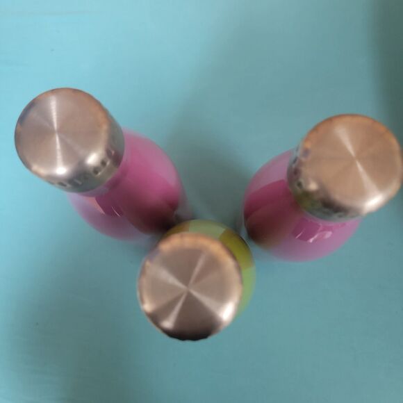 Lot Of 3 HD Designs Stainless Steel Water Bottles 12.5" Tall Green Pink New - Picture 3 of 4